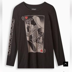 NWT torrid size 2 Queen of Hearts playing card long sleeve tee